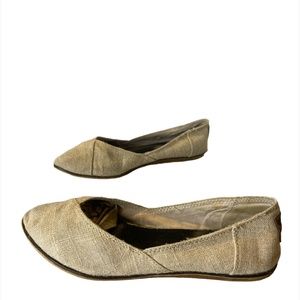 Toms Canvas Slip-On Ballet Flats Linen Ivory Womens Size 6.5